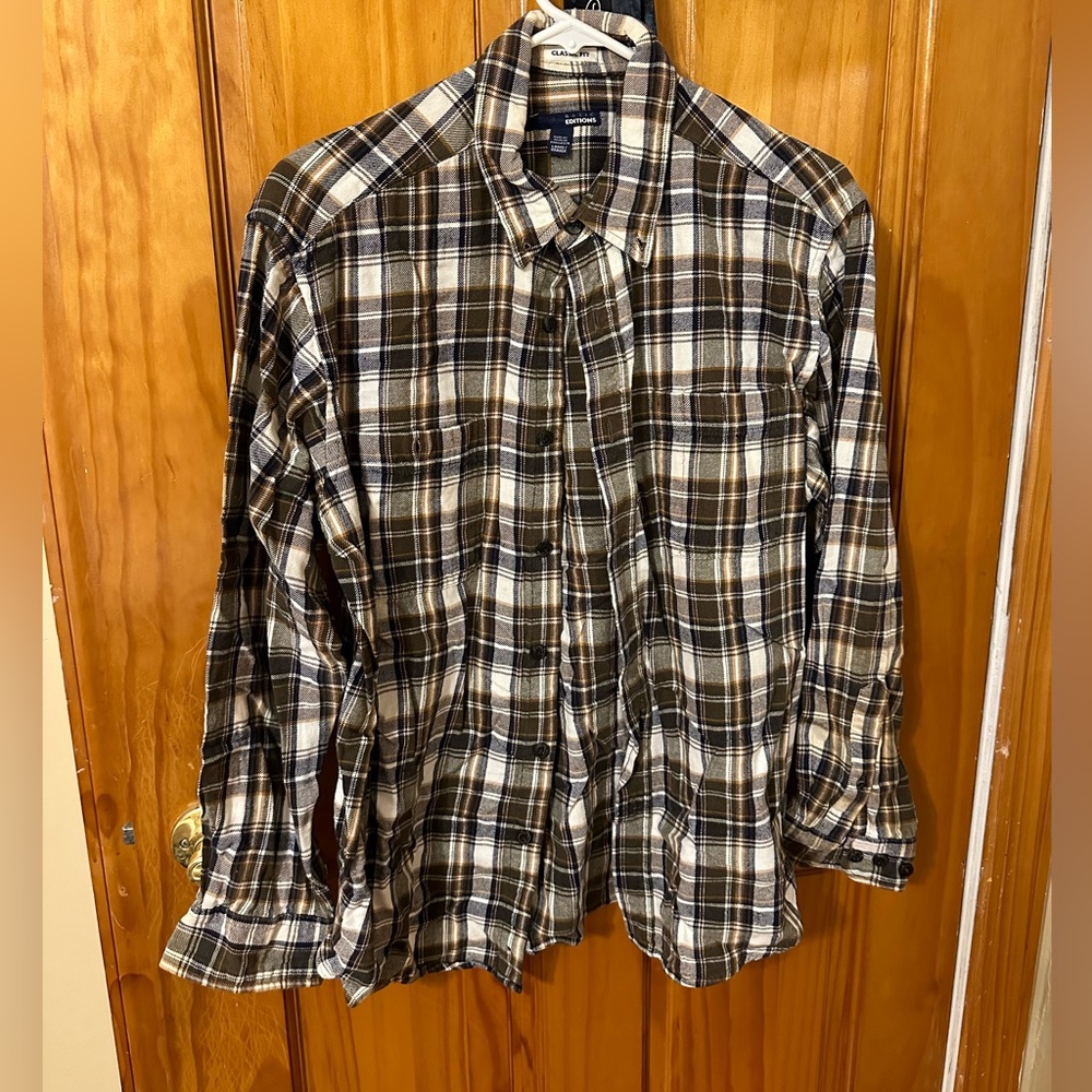 Mens Basic Editions Plaid Button Down Size Large
